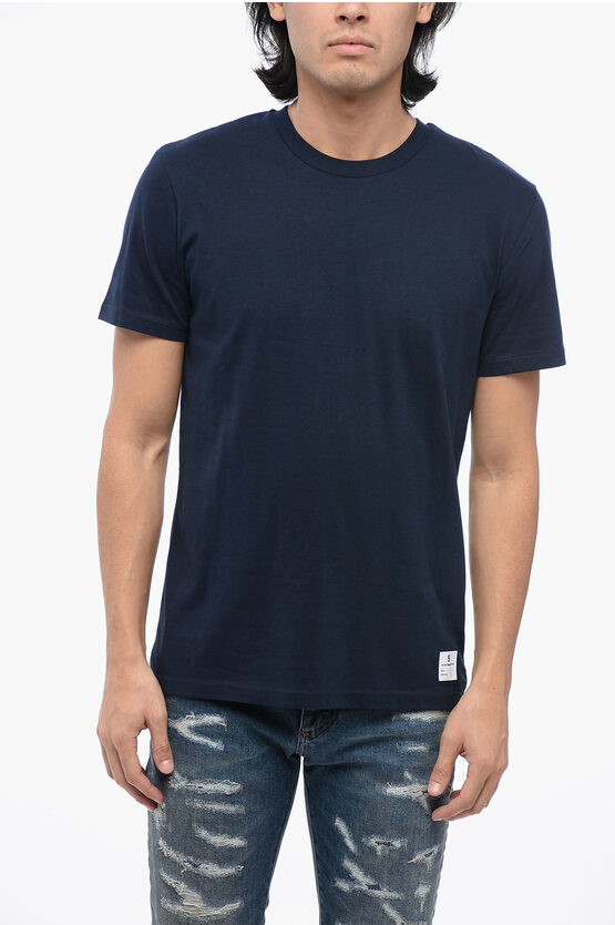 Department 5 Solid Color Cotton Crew-neck T-shirt In Blue