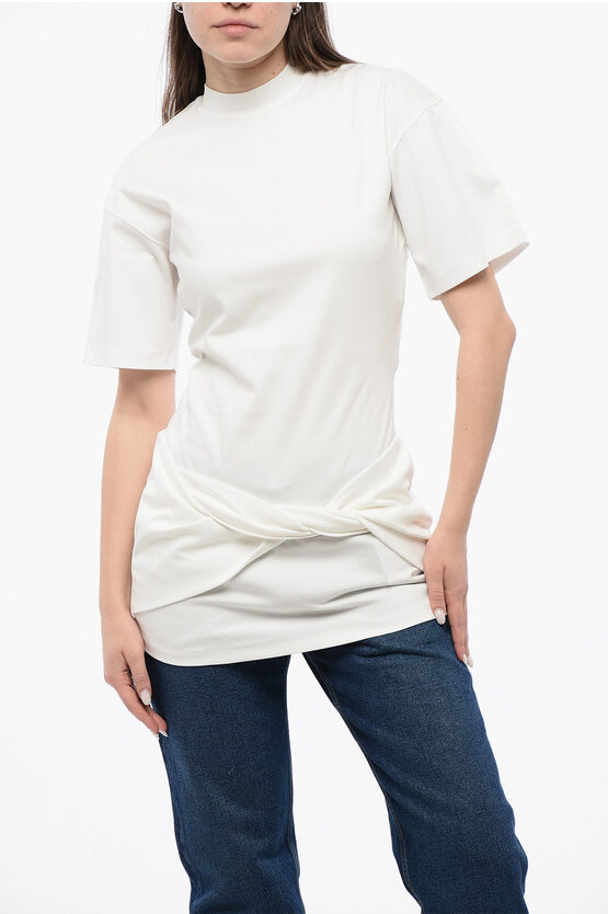 Off-white Solid Color Cotton Crew-neck T-shirt