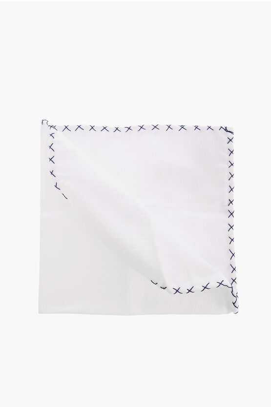 Brunello Cucinelli Solid Color Cotton Handkerchief In White