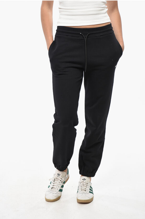 Msgm Solid Color Cotton Joggers In Black