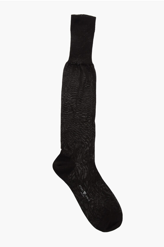 Story Loris Solid Color Cotton Long Socks With Contrasting Logo In Black