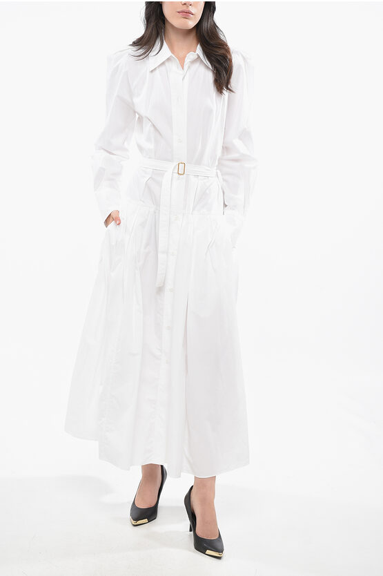 Patou Solid Color Cotton Maxi Shirtdress Grösse 44 In White