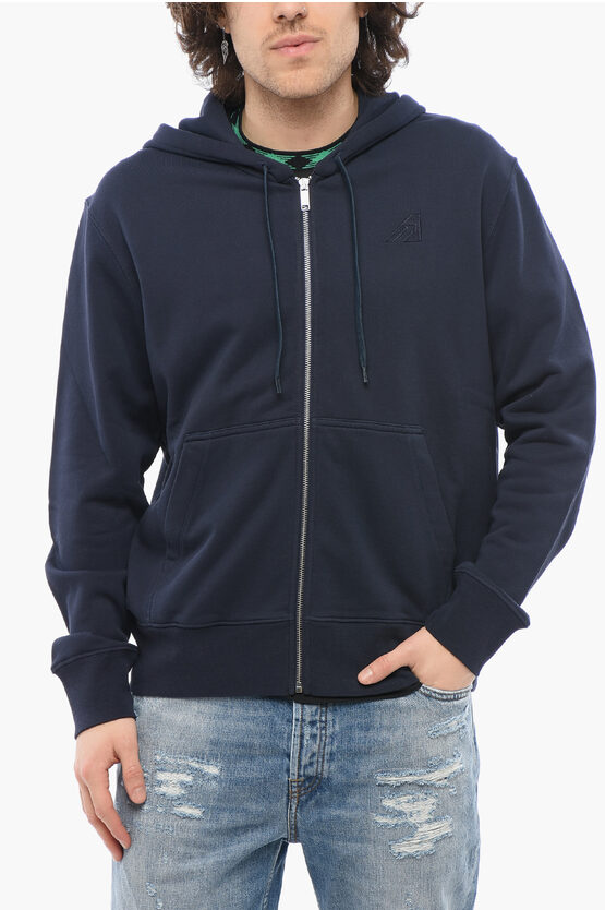 AUTRY SOLID COLOR COTTON SWEATSHIRT WITH HOOD AND ZIP CLOSURE