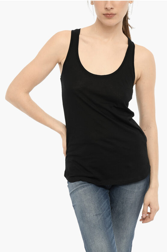 Woolrich Solid Color Cotton Tank Top In Black