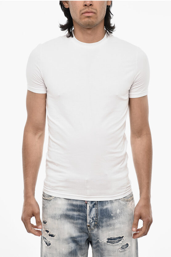 Dsquared2 Solid Color Cotton Underwear Crew-neck T-shirt