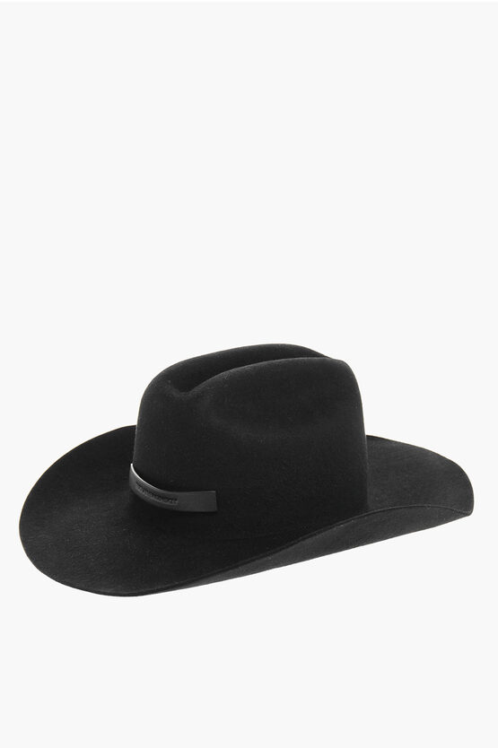 Ruslan Baginskiy Solid Color Cowboy Hat With Removable Cord In Black
