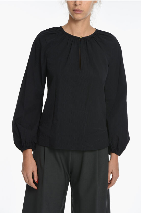 Kate Spade Solid Color Crew-neck Blouse In Black
