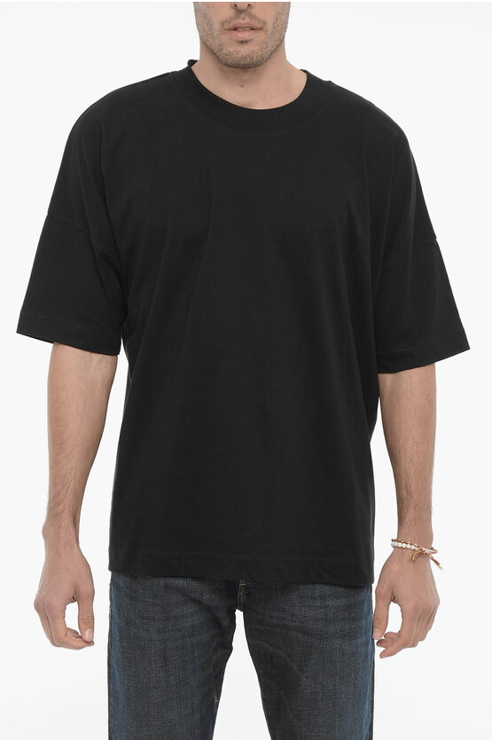 Department 5 Solid Color Crew-neck Cotton Folli T-shirt In Black