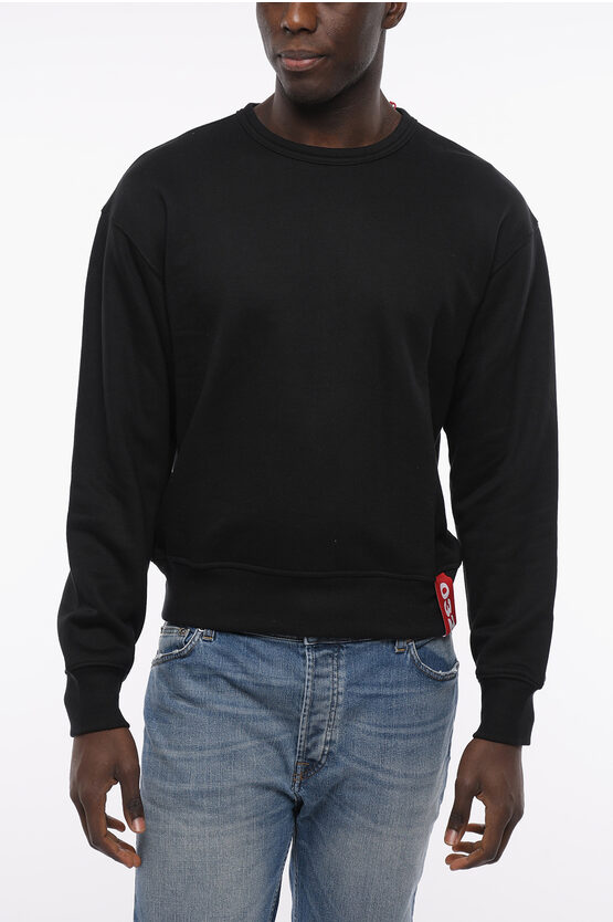 Two-color crew-neck re-cut sweatshirt