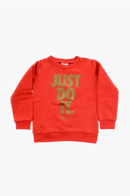 Solid Color Crew-neck Sweatshirt with Golden Print