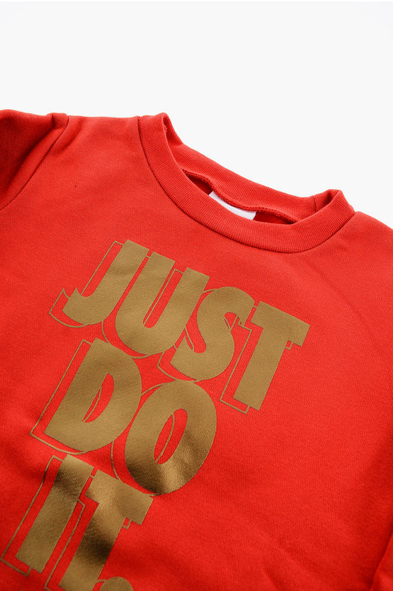 Solid Color Crew-neck Sweatshirt with Golden Print