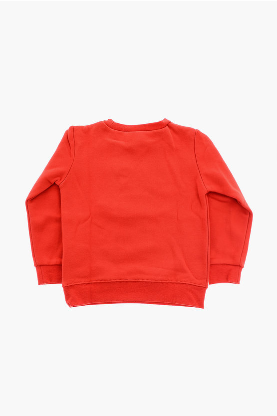 Solid Color Crew-neck Sweatshirt with Golden Print