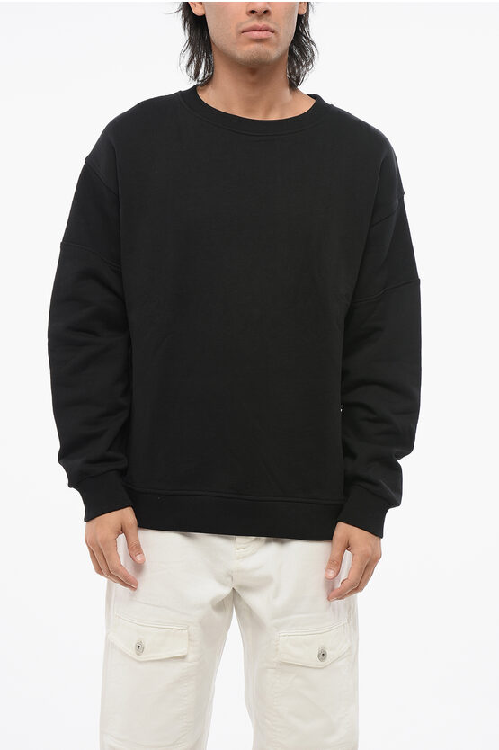 Balmain Solid Color Crew-neck T-shirt With Contrasting Logo In Black