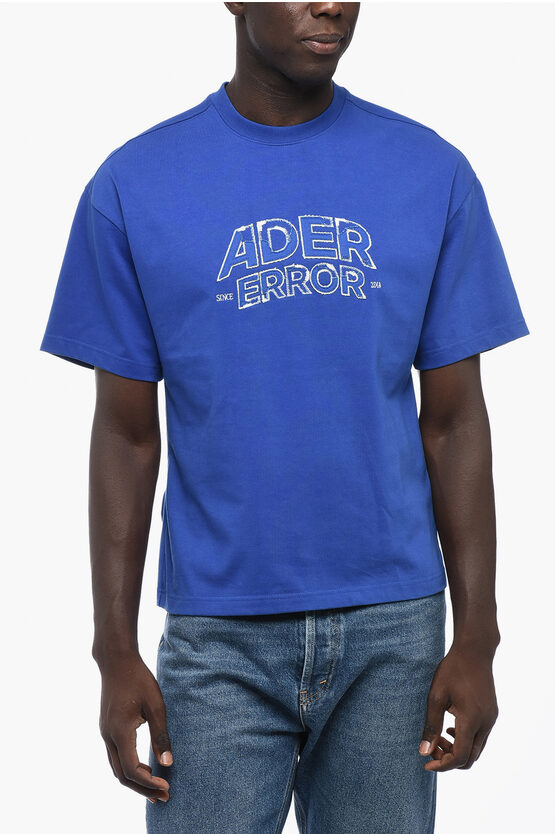 Ader Error Solid Color Crew-neck T-Shirt with Embroidered