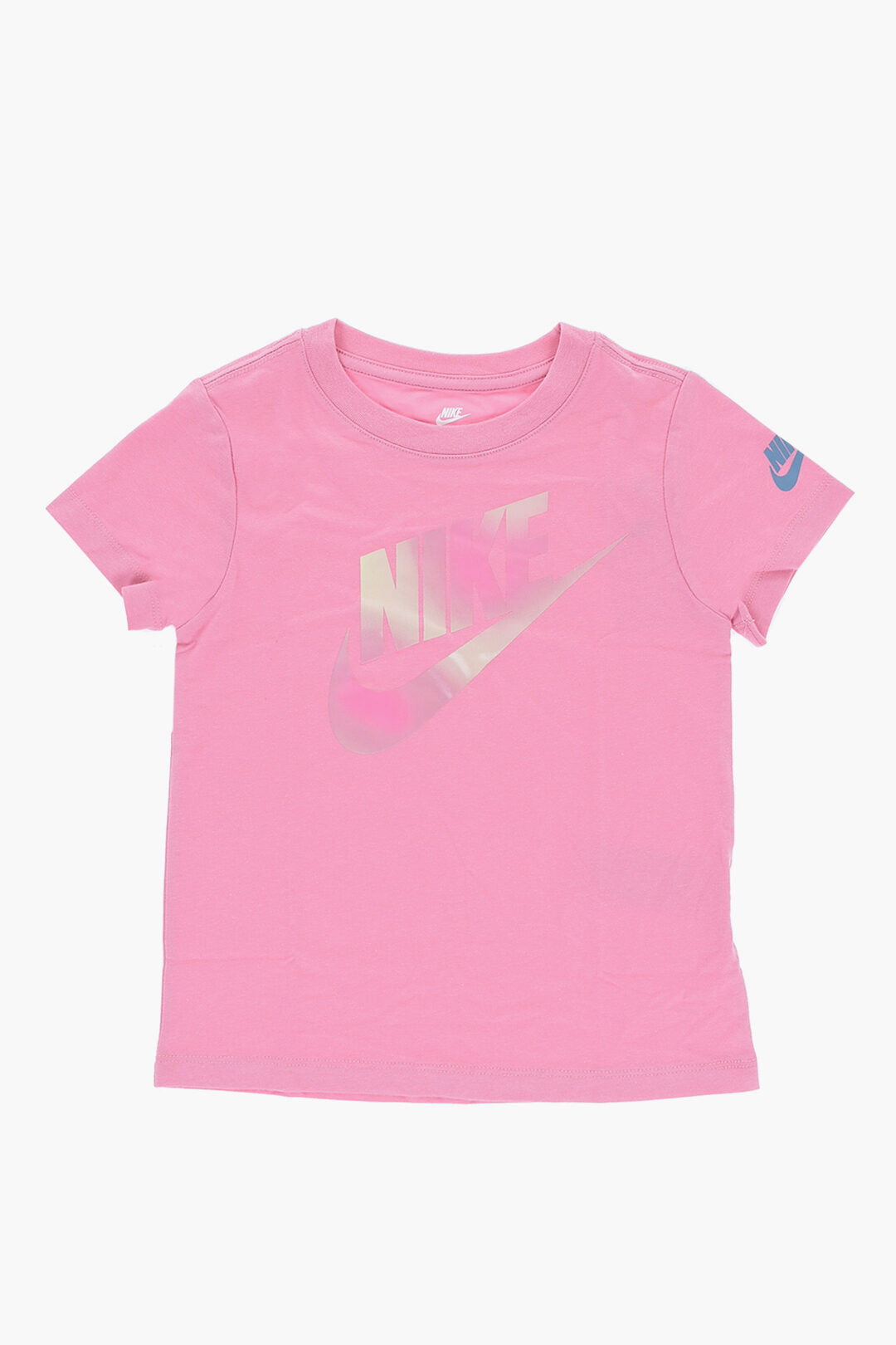 ★NIKE★Girls ロゴコットンTシャツ(Pink)2-7Y Nike KIDS Solid Color Crew-neck T-Shirt with Gradient Logo