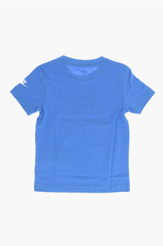 Solid Color Crew-neck T-Shirt with Printed Logo