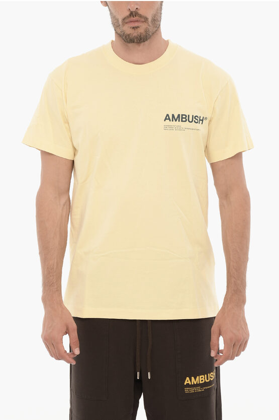 Shop Ambush Solid Color Crew-neck T-shirt With Printed Logo