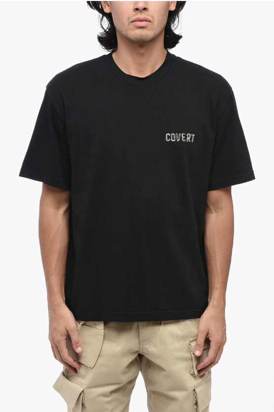 Shop Covert Solid Color Crew-neck T-shirt With Printed Logo