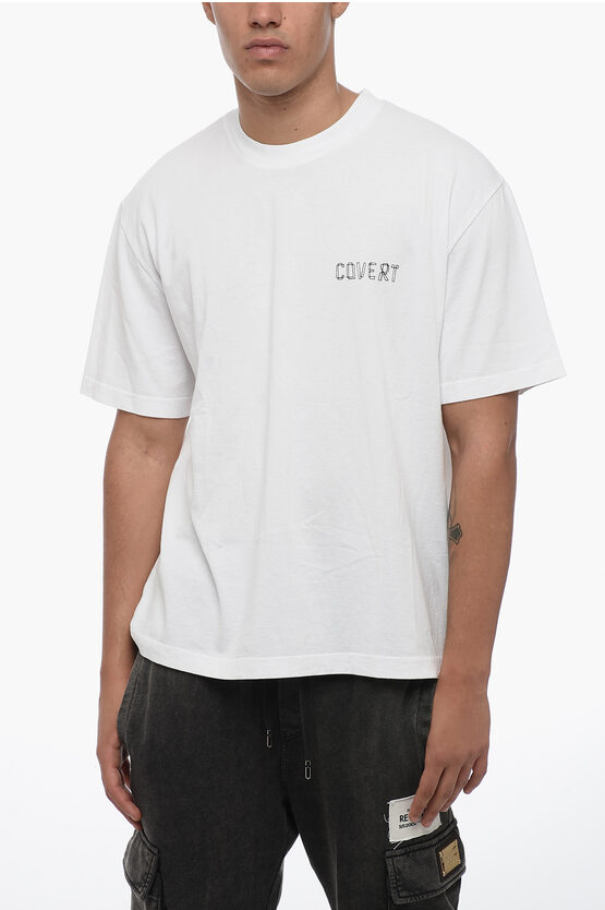 Shop Covert Solid Color Crew-neck T-shirt With Printed Logo