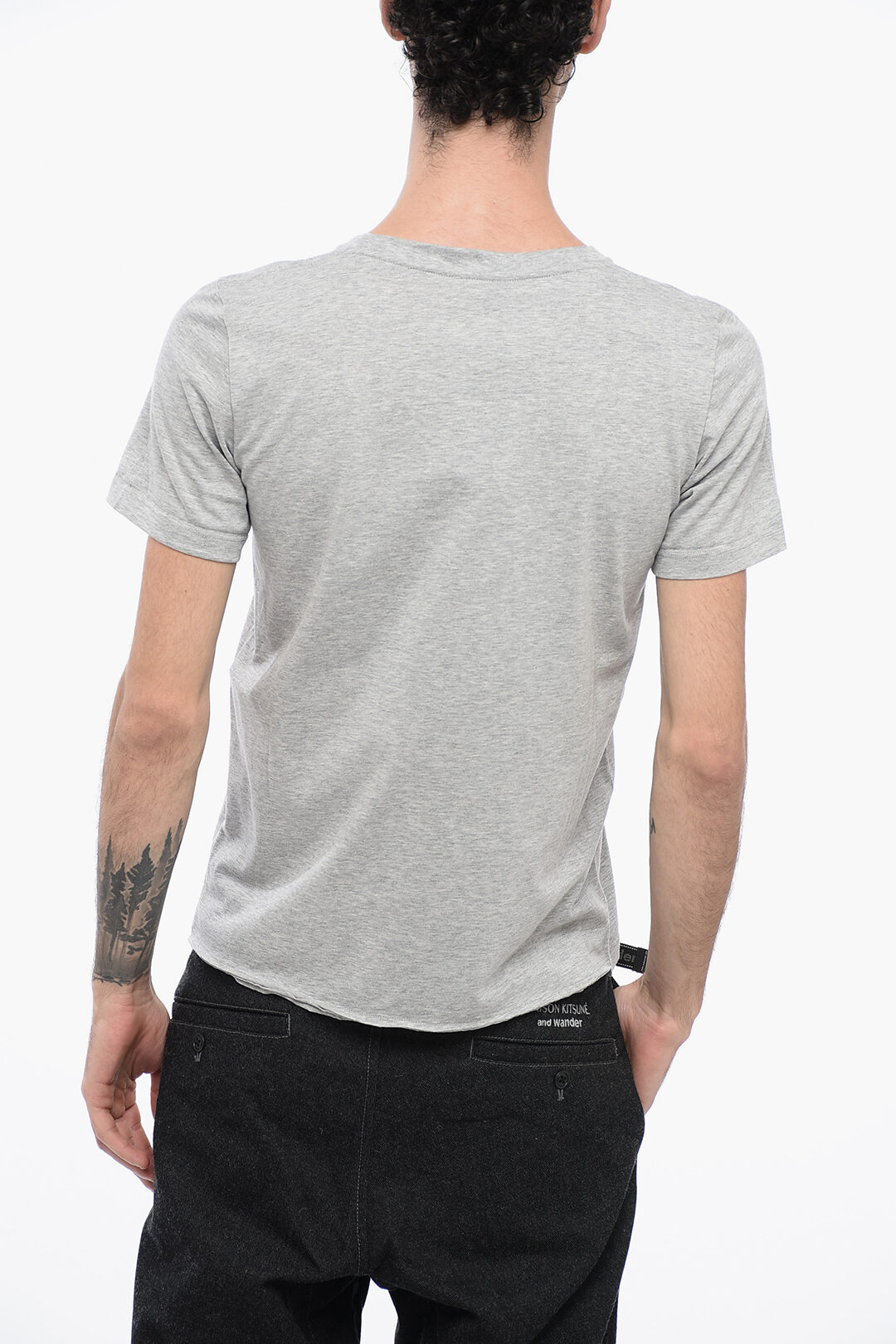 Saint Laurent Solid Color Crew-neck T-Shirt with Printed