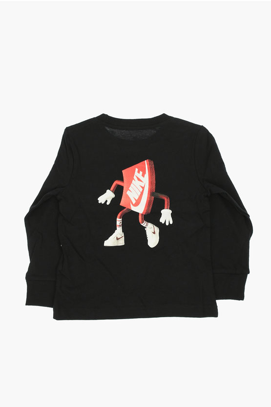 solid color crew-neck T-shirt with side print