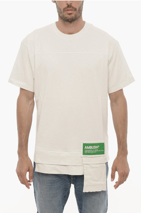 Ambush Solid Colour Crew-neck T-shirt With Waist Pocket In Neutral