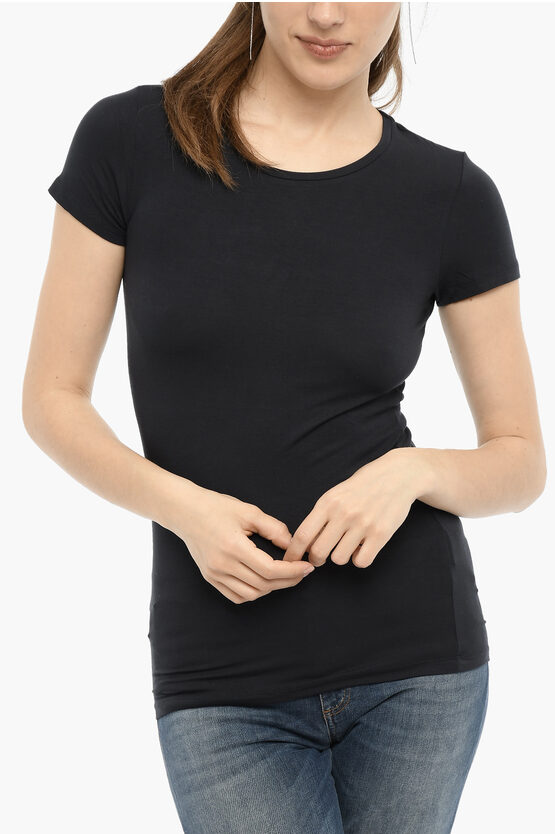 Woolrich Solid Color Crew-neck T-shirt In Black