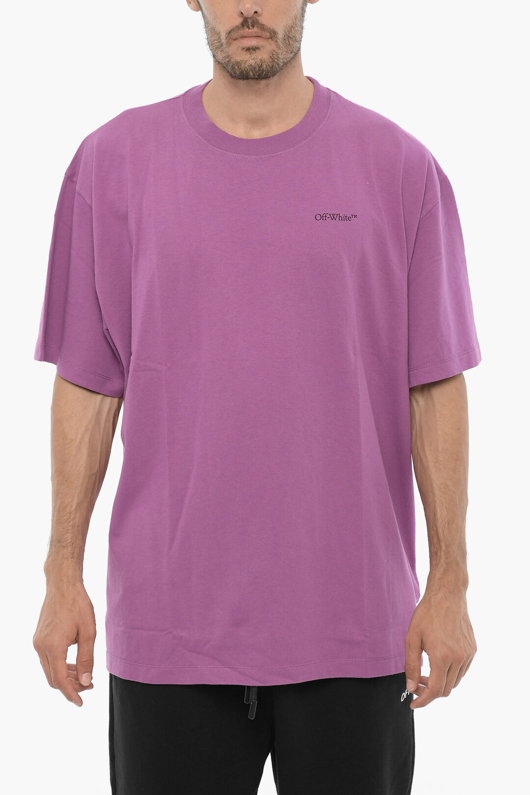 パーカー・フーディ OFF WHITE Men Tops OMBB085S25FLE00J49224922 Purple Off-White c/o Virgil Abloh Purple 'peace' Globe T-shirt for