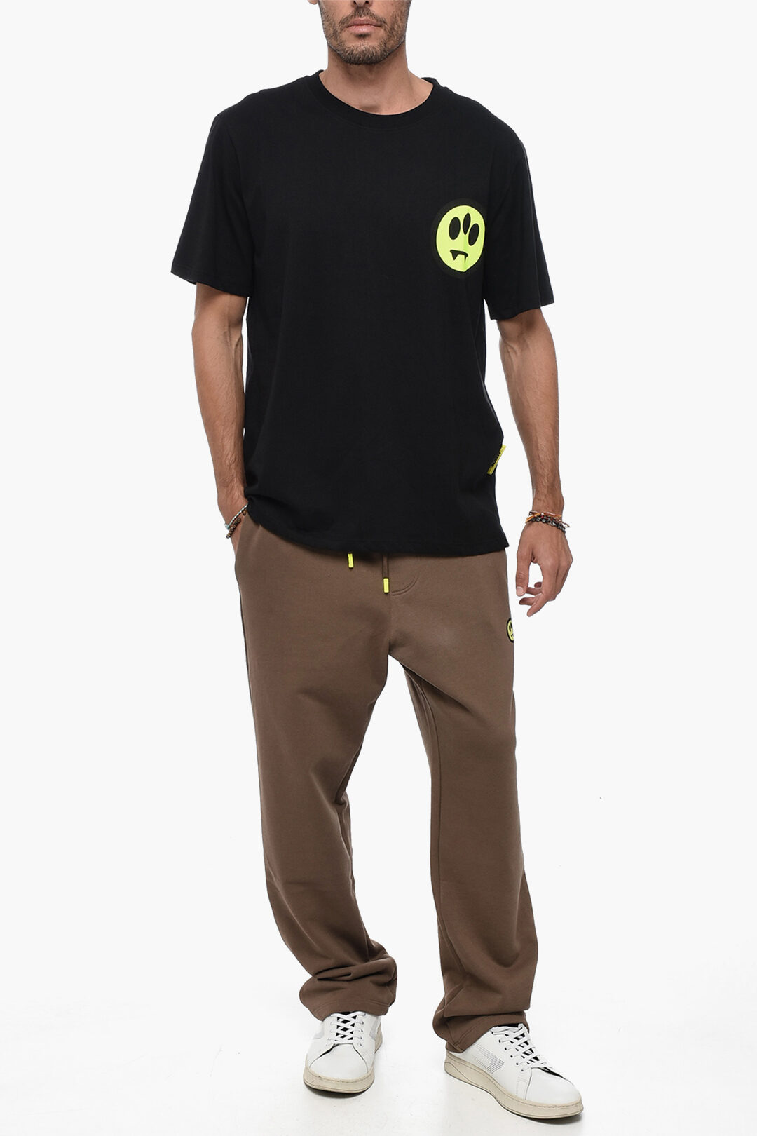 Barrow Solid Color Crew-neck UNISEX T-Shirt with Fluo Print