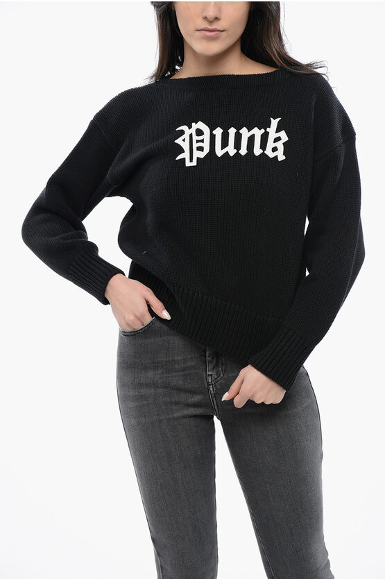 R13 Solid Color Crewneck Sweater With Contrasting Detail