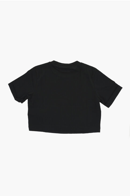 Solid Color Crewneck T-Shirt with Printed Logo