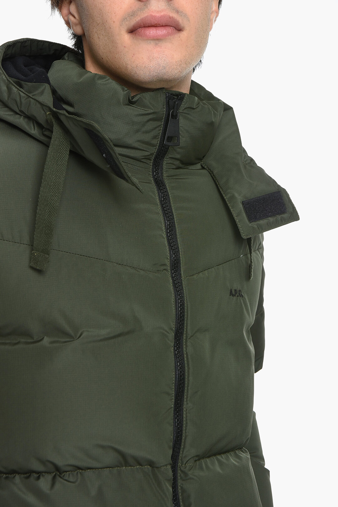 A.P.C. Solid Color Down Jacket with Hood men - Glamood Outlet