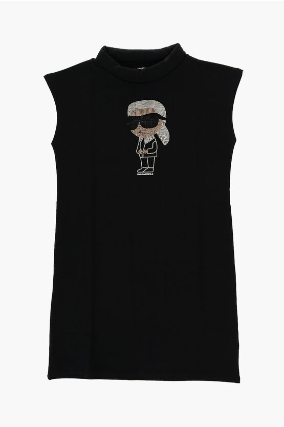 Karl Lagerfeld Solid Colour Dress With Rhinestone Logo