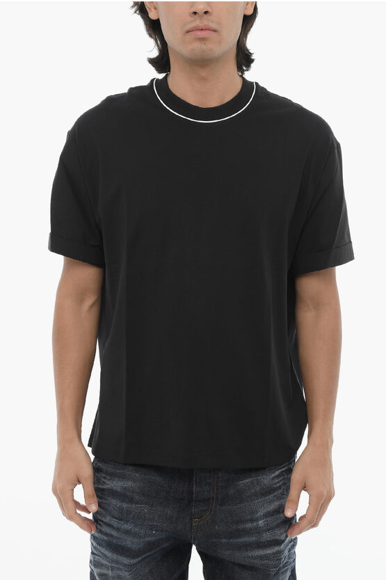 Neil Barrett Contrast-trim Cotton T-shirt In Black