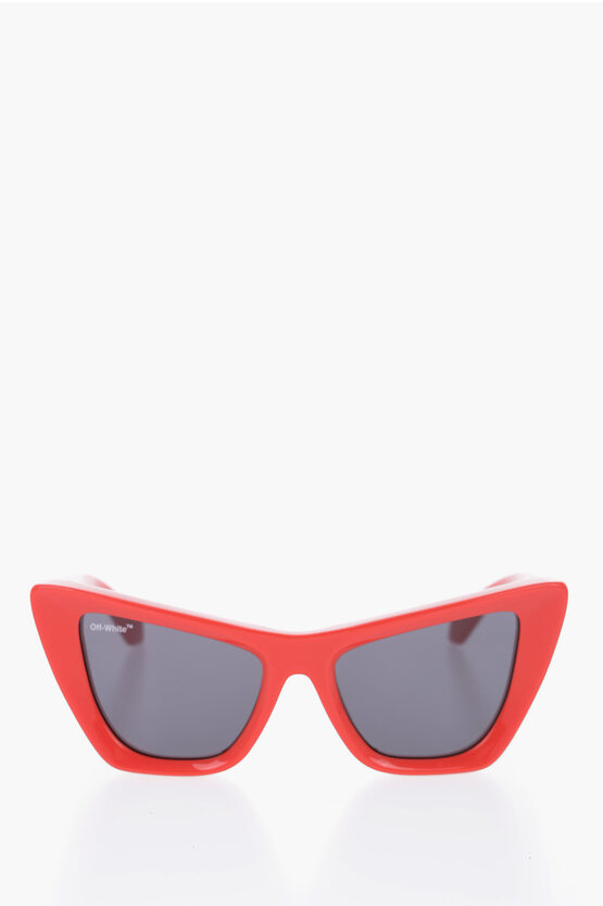Off-white Solid Color Edvard Maxi Cat Eye Sunglasses In Red