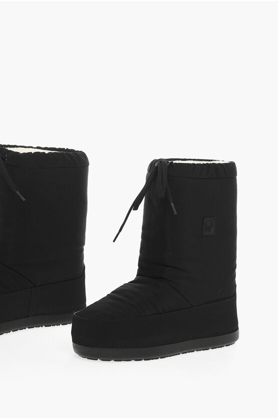 Woolrich Solid Color Fabric Arctic Snow Booties In Black