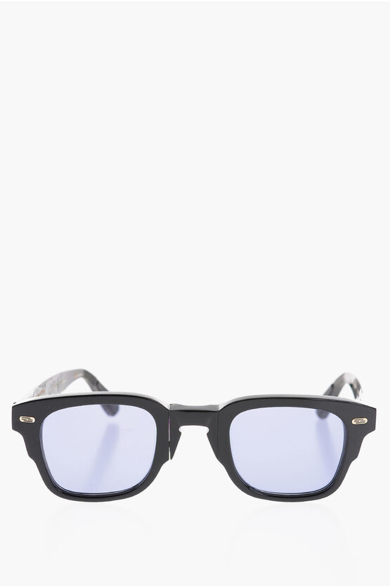 Movitra Solid Colour Federico Sunglasses With Blue Lenses In Black