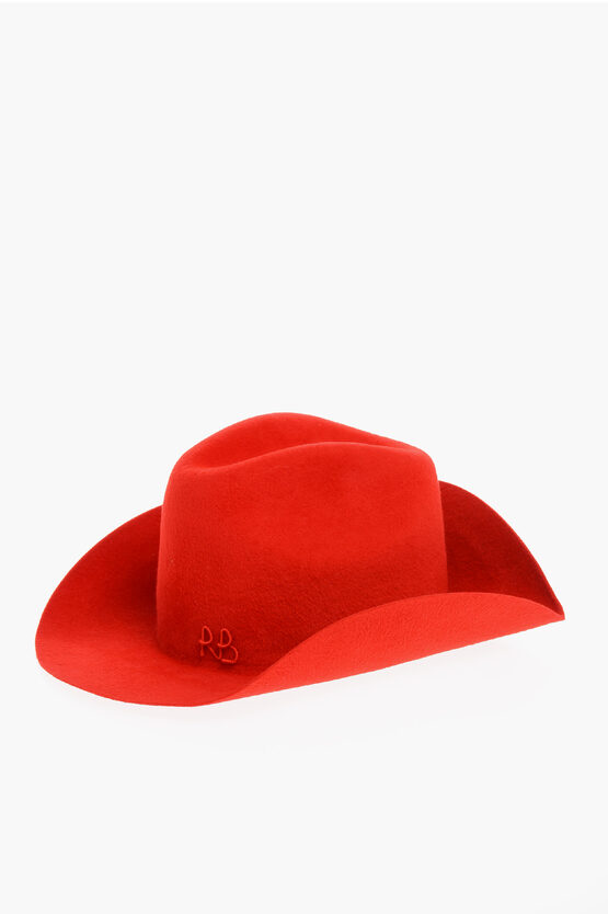 Ruslan Baginskiy Solid Color Felt Cowboy Hat With Embossed Logo In Red