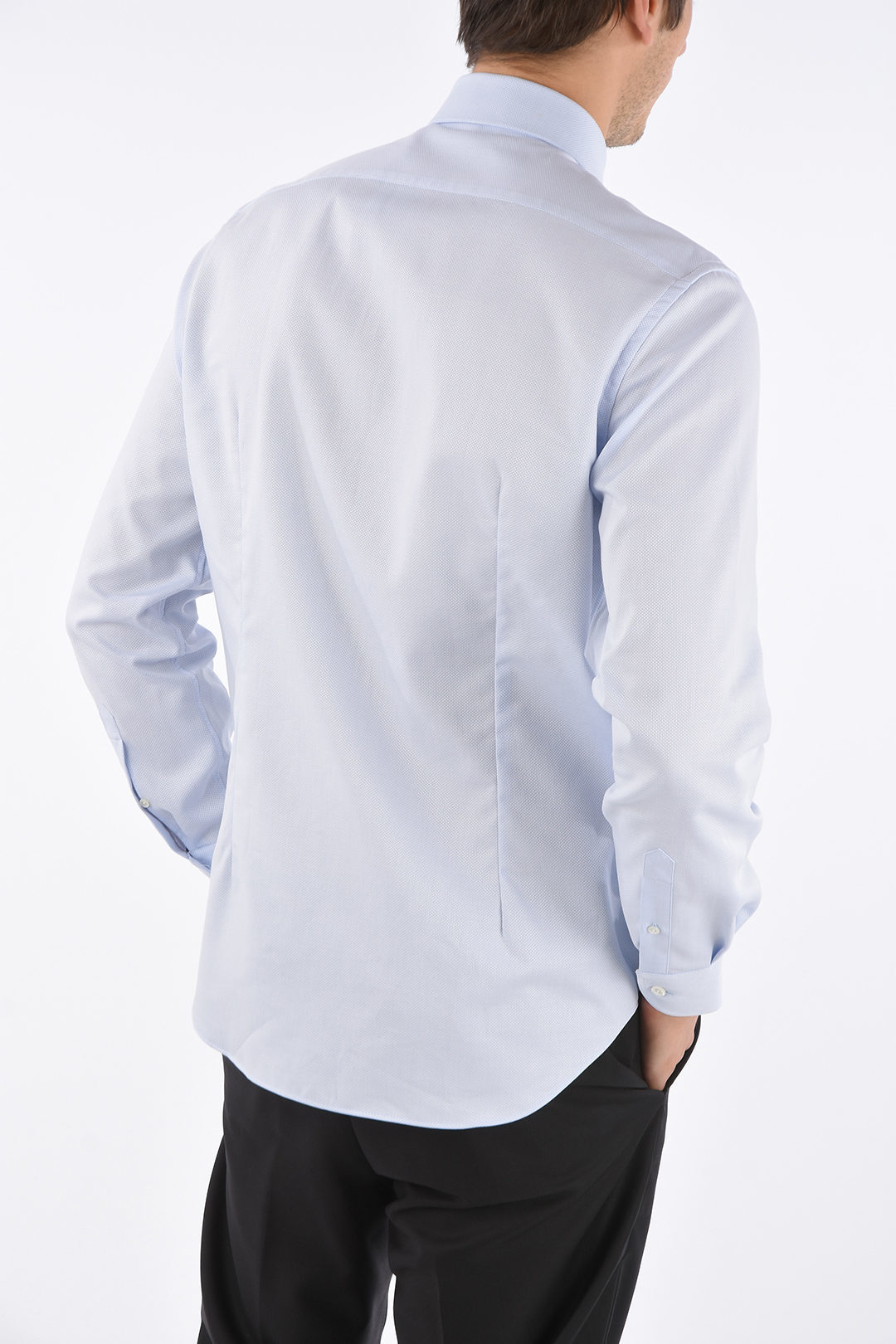 Corneliani solid color flax shirt men 