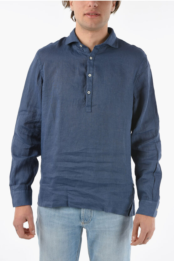 Altea Solid Colour Flax Tyler Shirt In Blue