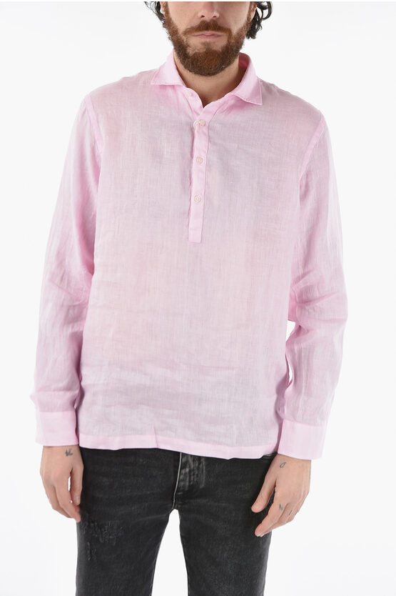 Altea Solid Color Flax Tyler Shirt In Pink