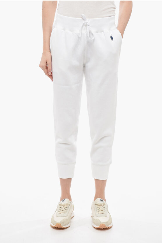 Polo Ralph Lauren Solid Color Fleeced Cotton Blend Joggers In White