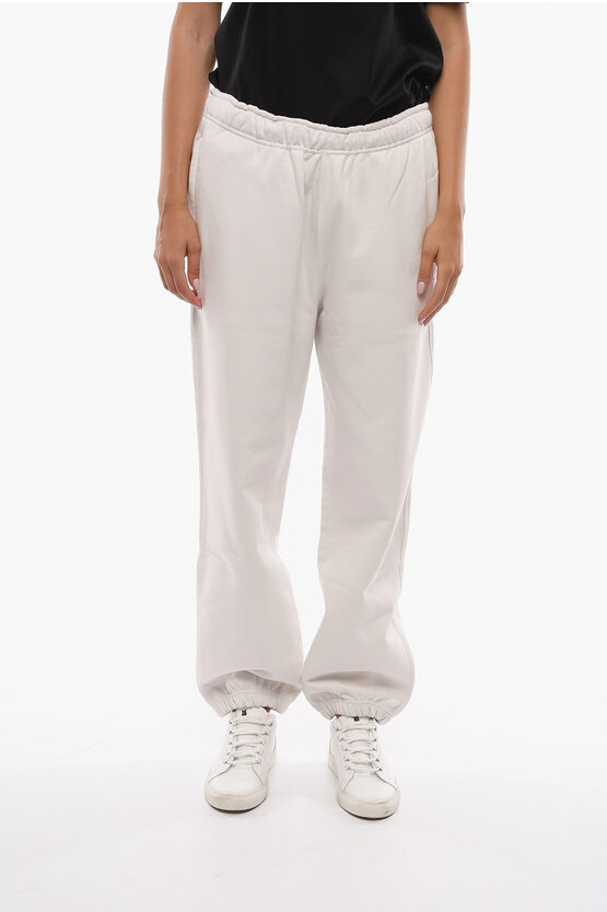 Nike Solid Color Fleeced Cotton Joggers In White