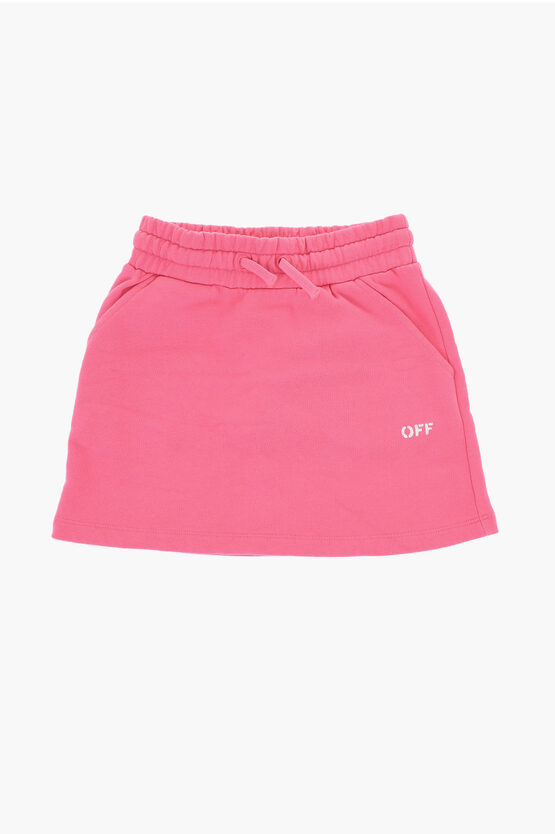 Off-white Solid Color Fleeced Skirt With 2 Pocket