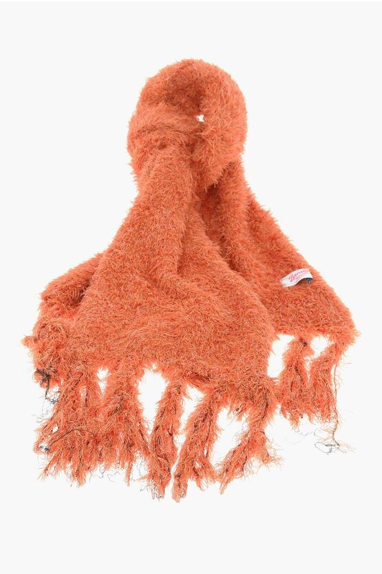 Shop Bonsai Solid Color Fluffy Scarf With Fringes