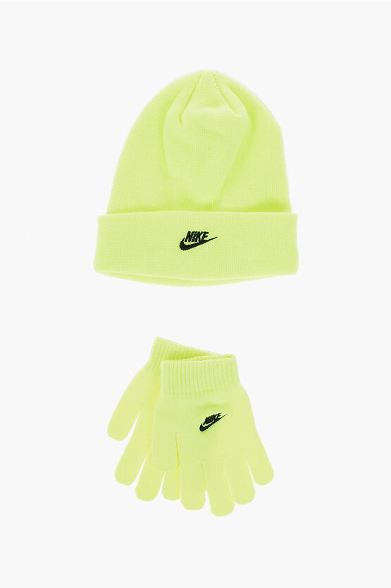 Solid Color Fluo CLUB Glovers and Beanie Set