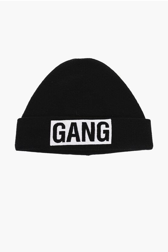 Neil Barrett Solid Color Gang Beanie With Contrasting Detail In Black