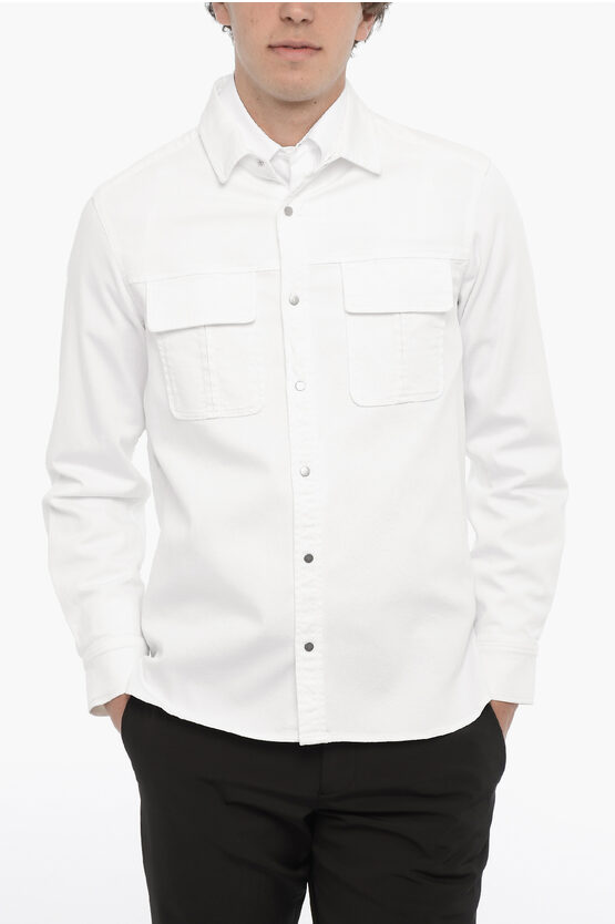 Neil Barrett Solid Color Gang Workwear Overshirt With Double Breast Pocke