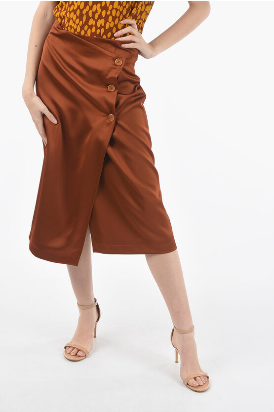 Altea Solid Color Gipsy Wrap Skirt In Brown