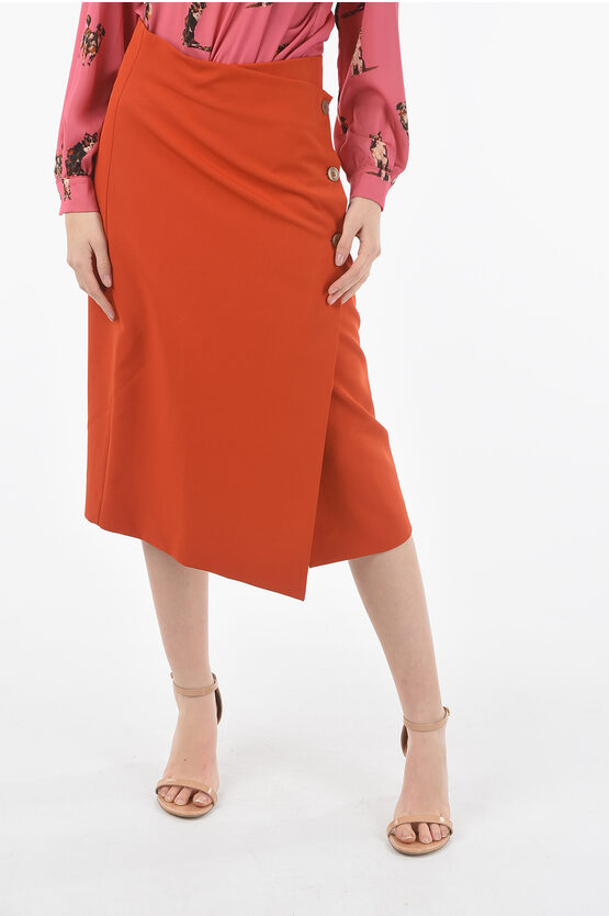 Altea Solid Colour Gipsy Wrap Skirt In Red